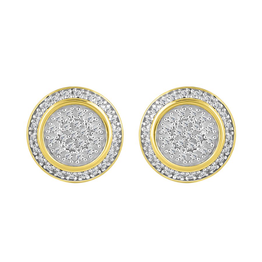 MEN'S STUD EARRINGS 0.25CT ROUND DIAMOND 10K YELLOW GOLD