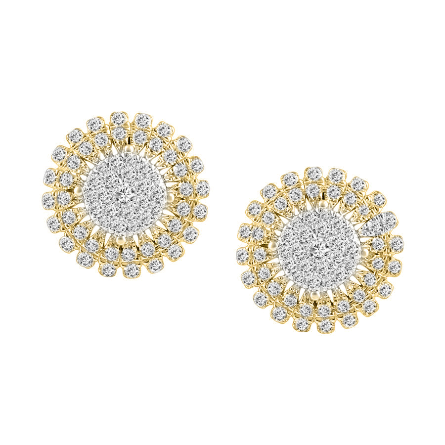 LADIES EARRINGS 0.75CT ROUND DIAMOND 10K YELLOW GOLD