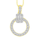 LADIES PENDANT 0.25CT ROUND/BAGUETTE DIAMOND 10K YELLOW GOLD