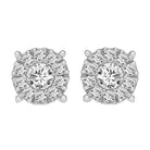 LADIES EARRINGS 1.00CT ROUND DIAMOND 14K WHITE GOLD