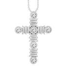 LADIES PENDANT 1.00CT ROUND/BAGUETTE DIAMOND 14K WHITE GOLD