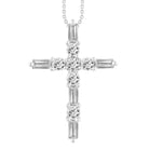 LADIES PENDANT 1.00CT ROUND/BAGUETTE DIAMOND 14K WHITE GOLD