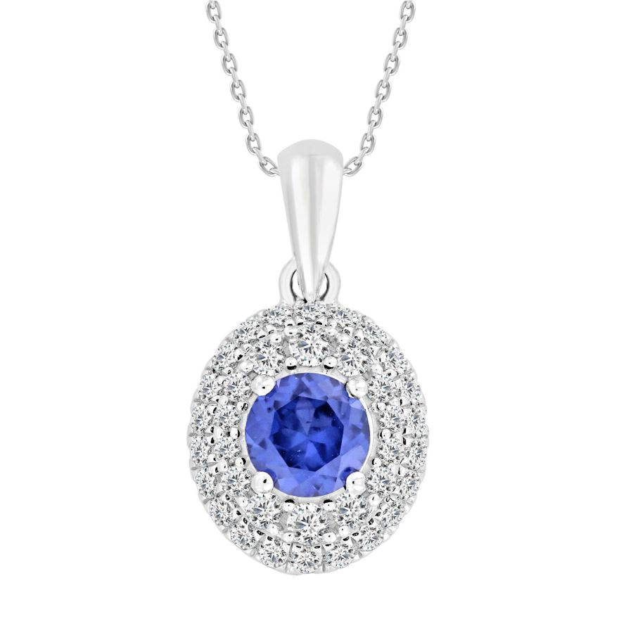 LADIES PENDANT WITH CHAIN 1.55CT ROUND DIAMOND 14K WHITE GOLD (CENTER STONE 1.06CT ROUND DIAMOND)