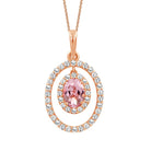 LADIES PENDANT 1.25CT ROUND/OVAL DIAMOND 10K MORGANITE STONE ROSE GOLD