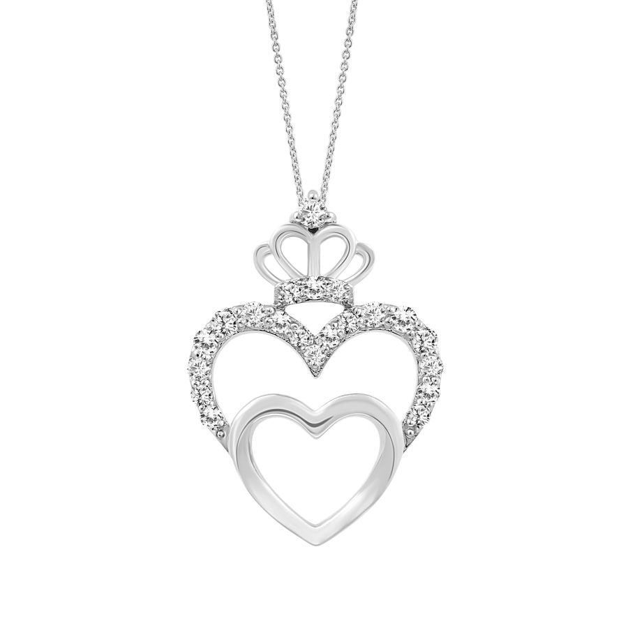 LADIES PENDANT WITH CHAIN 0.15CT ROUND DIAMOND 10K WHITE GOLD