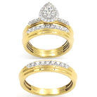 UNISEX TRIOS SET 1.00CT ROUND DIAMOND 10K YELLOW GOLD