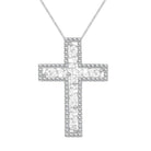 LADIES PENDANT 1.00CT ROUND/BAGUETTE DIAMOND 14K WHITE GOLD