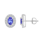 LADIES EARRINGS 1.40CT ROUND/OVAL  DIAMOND 14K WHITE GOLD