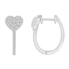 LADIES HOOP EARRINGS 0.50CT ROUND DIAMOND 14K WHITE GOLD (SI QUALITY)