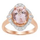 LADIES RING 2.50CT ROUND DIAMOND 14K ROSE GOLD  (PEACH MORGANITE OVAL DIAMOND 2.50CT)