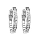 LADIES HOOP EARRINGS 0.25CT ROUND DIAMOND 14K WHITE GOLD (SI QUALITY)