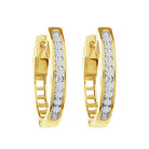 LADIES HOOP EARRINGS 0.25CT ROUND DIAMOND 14K YELLOW GOLD (SI QUALITY)