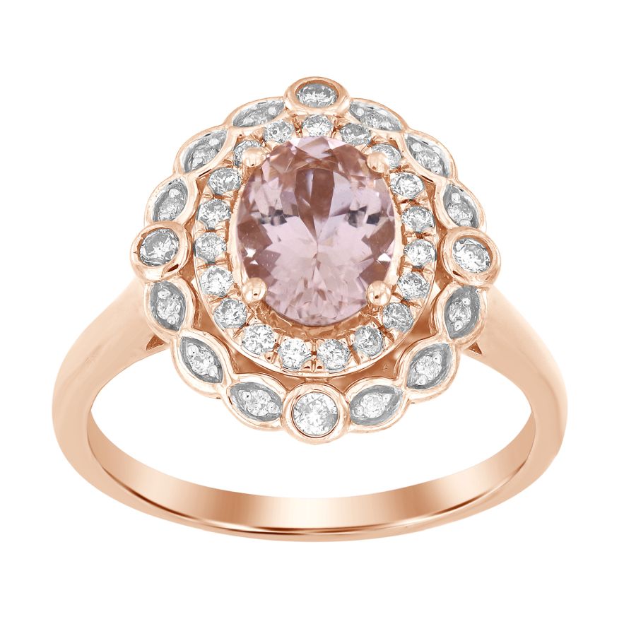 LADIES RING 1.45CT ROUND/OVAL DIAMOND 14K ROSE GOLD  (OVAL DIAMOND 1.10CT)