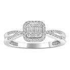 LADIES RING 0.33CT ROUND/BAGUETTE DIAMOND 14K WHITE GOLD (SI QUALITY)