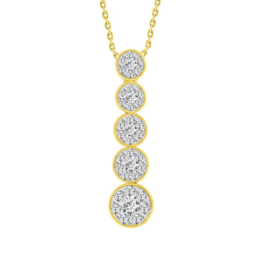 LADIES PENDANT WITH CHAIN 0.50CT ROUND DIAMOND 14K YELLOW GOLD (SI QUALITY)