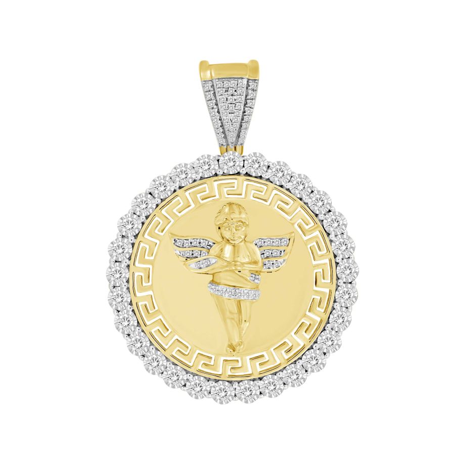 MEN'S CHARM 1.00CT ROUND DIAMOND 10K YELLOW GOLD