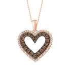 LADIES PENDANT WITH CHAIN 0.25CT DARK BROWN/ROUND DIAMOND 14K ROSE GOLD