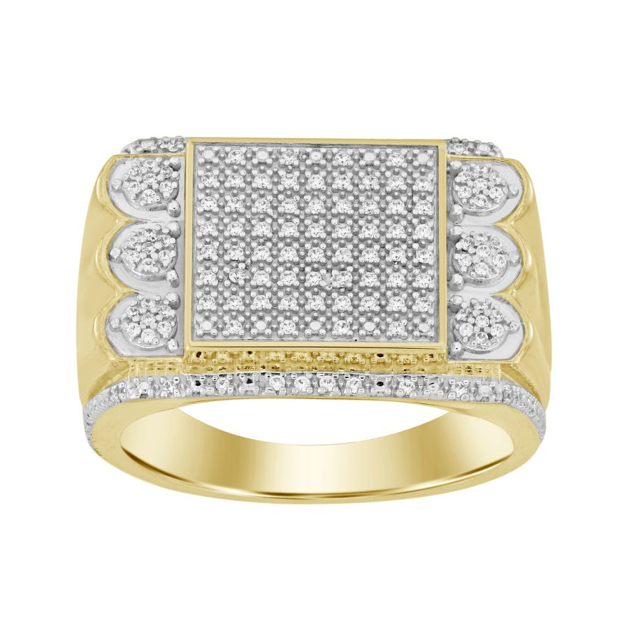 MEN'S RING 0.25CT ROUND DIAMOND 10K YELLOW GOLD