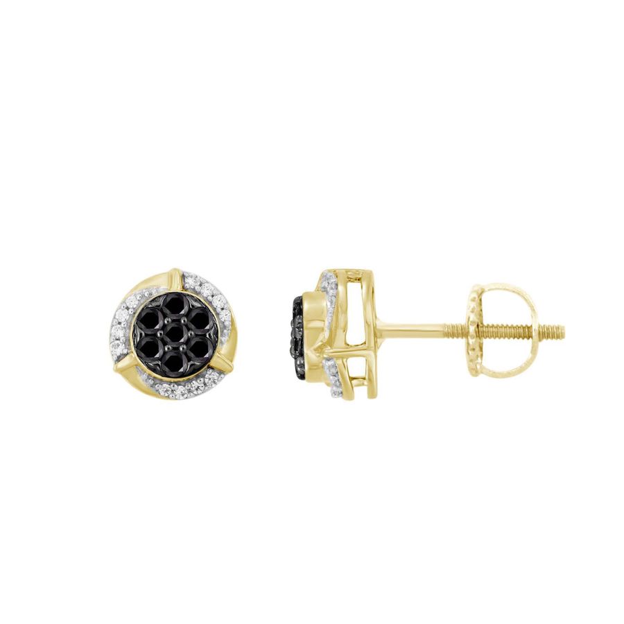 LADIES STUD EARRINGS 0.25CT ROUND DIAMOND 10K YELLOW GOLD