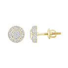 MEN'S STUD EARRINGS 0.25CT ROUND/BAGUETTE DIAMOND 10K YELLOW GOLD