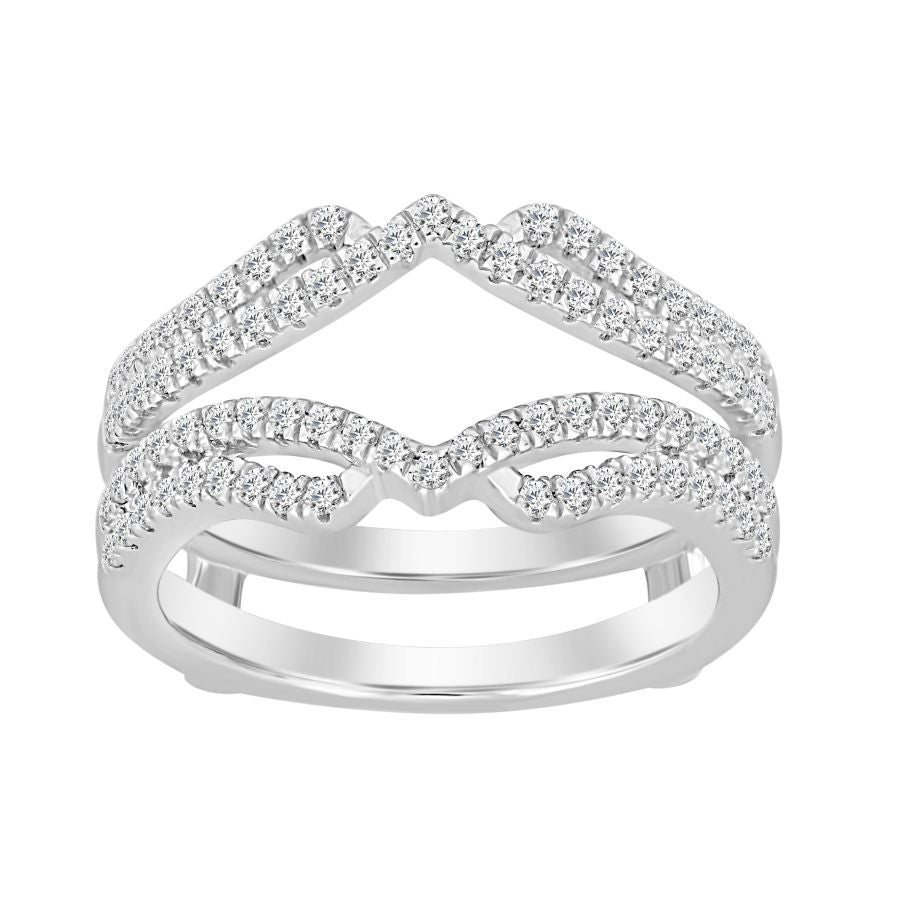 LADIES WRAP RING 0.50CT ROUND DIAMOND 14K WHITE GOLD (SI QUALITY)