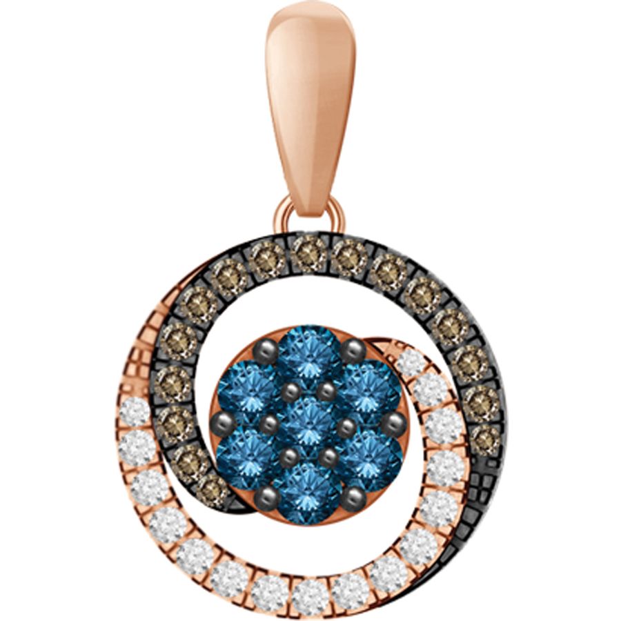 LADIES PENDANT 0.50CT ROUND DARK BROWN/BLUE DIAMOND 14K ROSE GOLD (SI QUALITY)