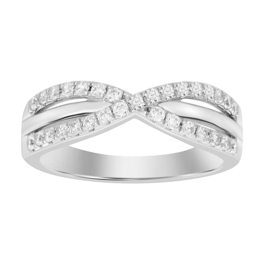 LADIES BAND 0.35CT ROUND DIAMOND 14K WHITE GOLD (SI QUALITY)