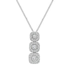 LADIES PENDANT WITH CHAIN 1.00CT ROUND/BAGUETTE DIAMOND 14K WHITE GOLD (SI QUALITY)