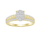 LADIES RING 0.25CT ROUND/BAGUETTE DIAMOND 10K YELLOW GOLD