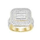 MEN'S RING 3.80CT ROUND/BAGUETTE DIAMOND 10K YELLOW GOLD