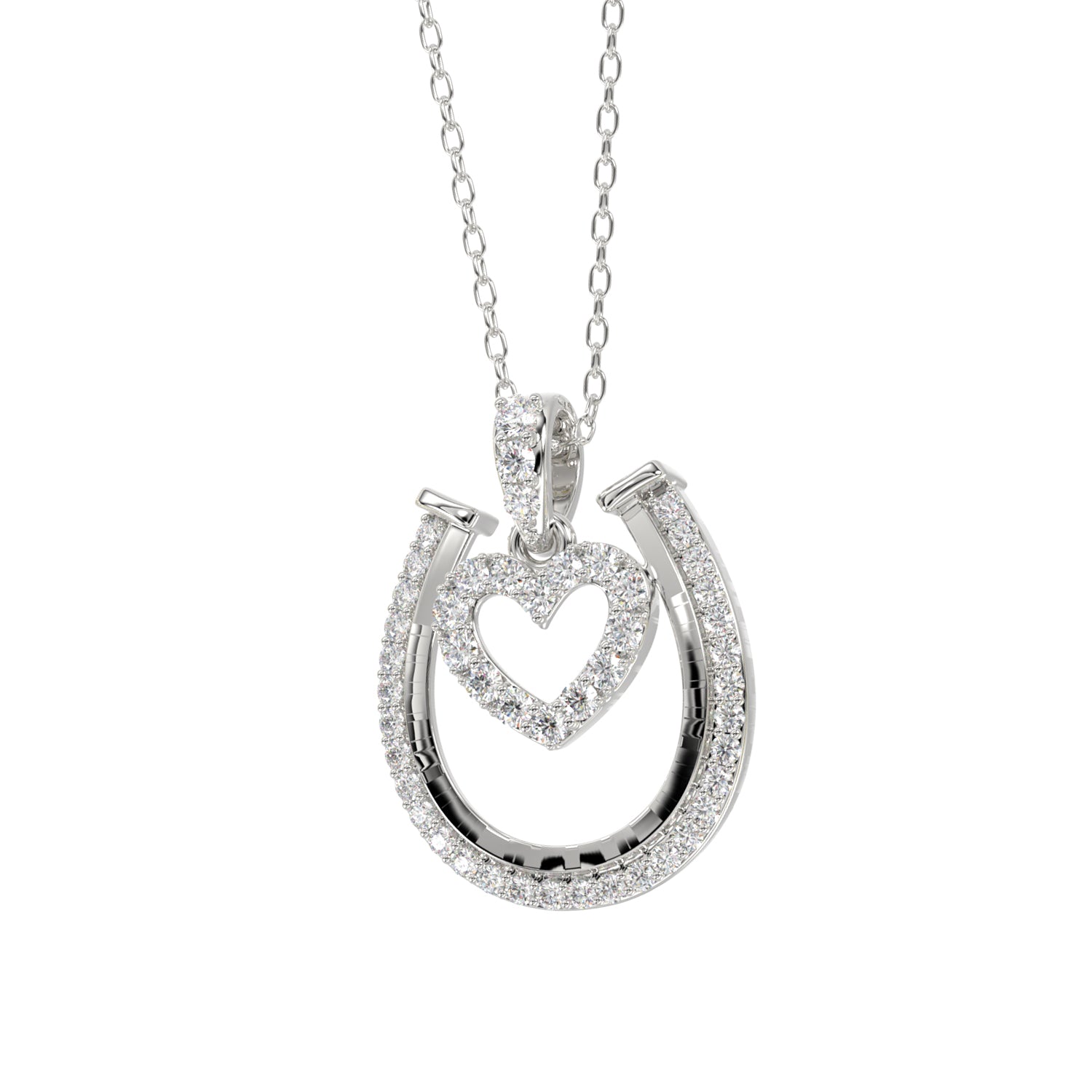 LADIES PENDANT 0.25CT ROUND DIAMOND 14K WHITE GOLD WITH CHAIN