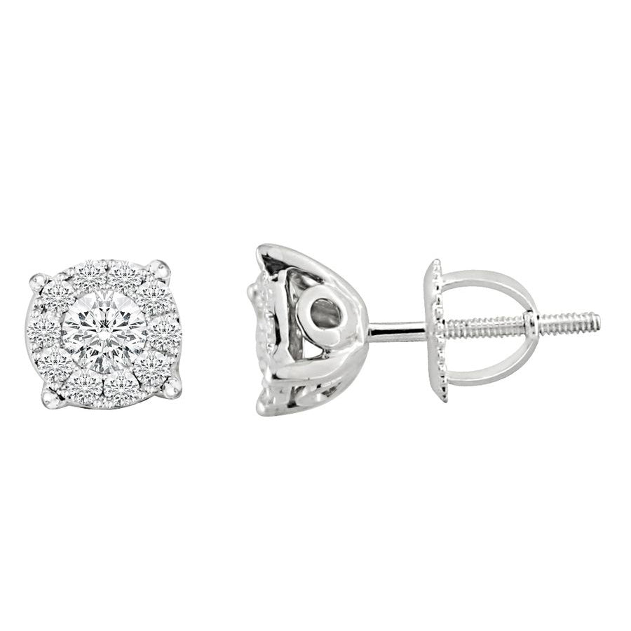 LADIES EARRINGS 0.25CT ROUND DIAMOND 14K WHITE GOLD