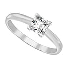 SOLITAIRE LADIES RING 0.75CT PRINCESS DIAMOND 14K WHITE GOLD