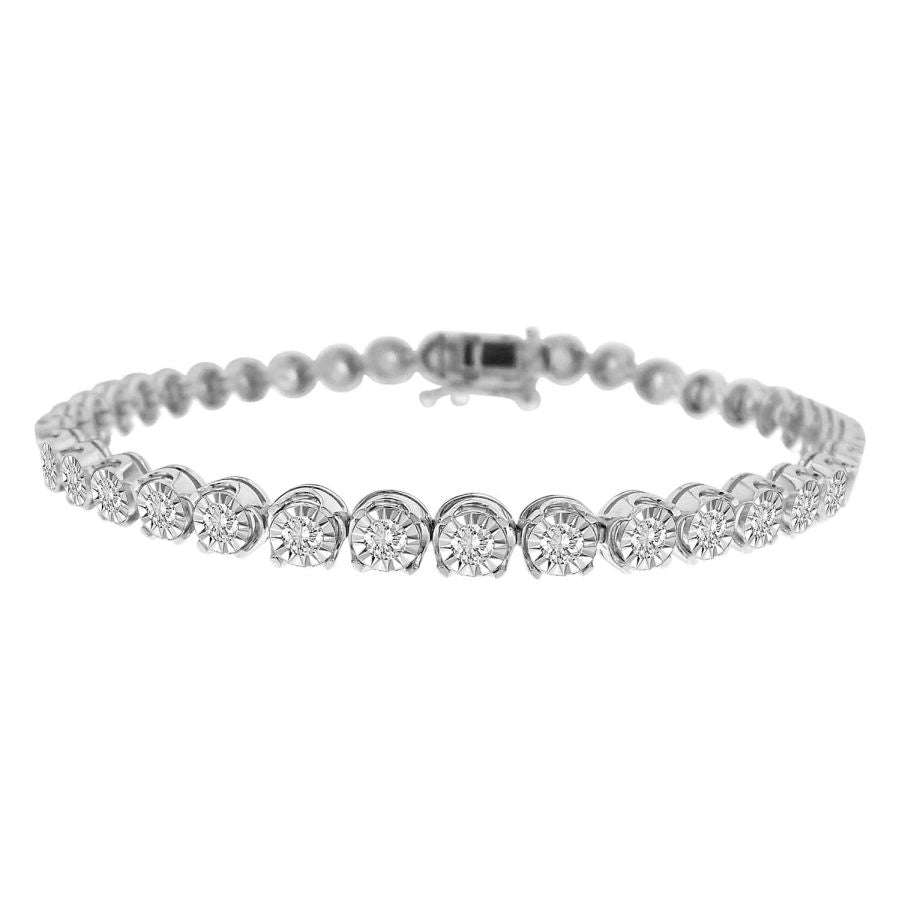 LADIES BRACELET 2.00CT ROUND DIAMOND STERLING SILVER/WHITE GOLD