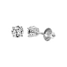 LADIES SOLITAIRE EARRINGS 0.50CT ROUND DIAMOND 14K WHITE GOLD