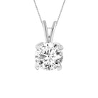 LADIES SOLITAIRE PENDANT WITH CHAIN 0.50CT ROUND DIAMOND 14K WHITE GOLD