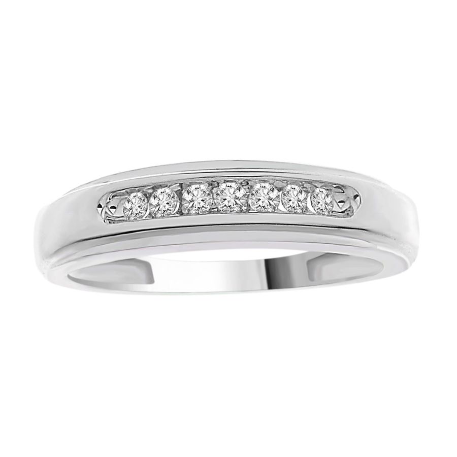 MEN'S BAND 0.15CT ROUND DIAMOND 10K WHITE GOLD