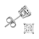 LADIES SOLITAIRE EARRINGS 0.25CT PRINCESS/MARQUISE DIAMOND 14K WHITE GOLD