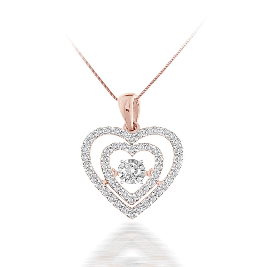 LADIES PENDANT WITH CHAIN 0.35CT ROUND DARK BROWN DIAMOND 10K ROSE GOLD