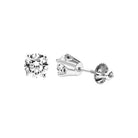 LADIES SOLITAIRE EARRINGS 1.00CT ROUND DIAMOND 14K WHITE GOLD