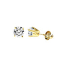 LADIES SOLITAIRE EARRINGS 0.50CT ROUND DIAMOND 14K YELLOW GOLD