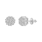 LADIES FLOWER EARRINGS 0.33CT ROUND DIAMOND 14K WHITE GOLD