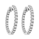 LADIES HOOPS EARRING 1.50CT ROUND DIAMOND 14K WHITE GOLD