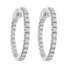 LADIES HOOP EARRINGS 2.00CT ROUND DIAMOND 14K WHITE GOLD (SI QUALITY)