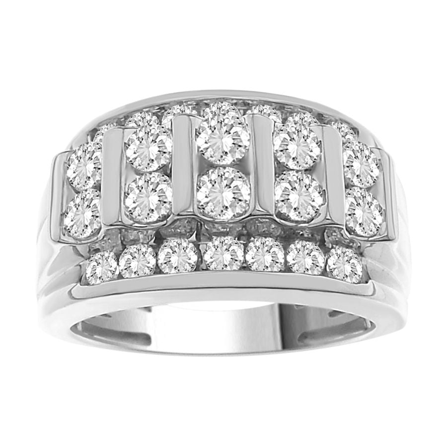 MEN'S BAND 3.00CT ROUND DIAMOND 10K WHITE GOLD