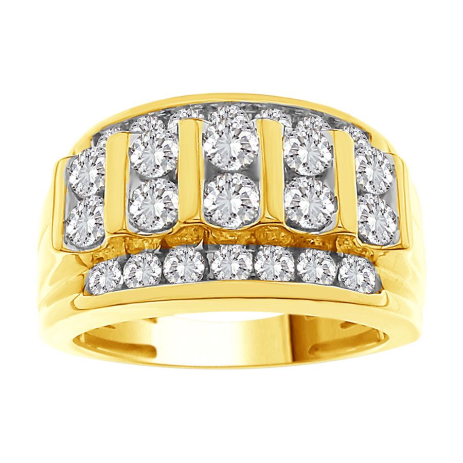 MEN'S BAND 3.00CT ROUND DIAMOND 10K YELLOW GOLD