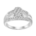 LADIES RING 1.00CT ROUND/BAGUETTE DIAMOND 10K WHITE GOLD