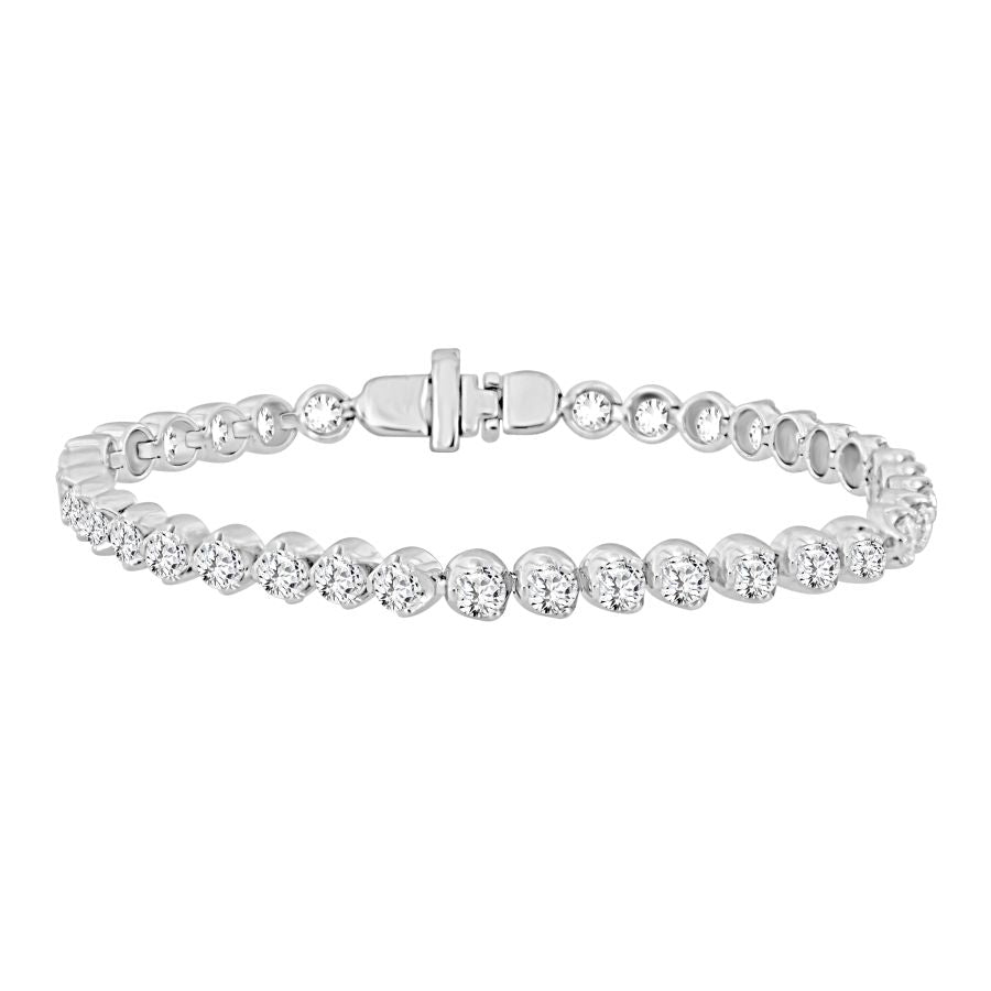 LADIES BRACELET 5.00CT ROUND DIAMOND 10K WHITE GOLD