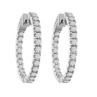 HOOPS EARRINGS 2.00CT ROUND DIAMOND 14K WHITE GOLD