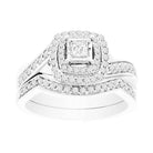 LADIES BRIDAL SET 0.65CT ROUND/PRINCESS DIAMOND 14K WHITE GOLD